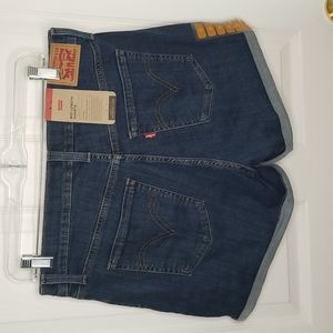 Brand NEW LEVI's Blue Denim Mid-Length Stretch Cuffed Shorts Size 12 / W 31